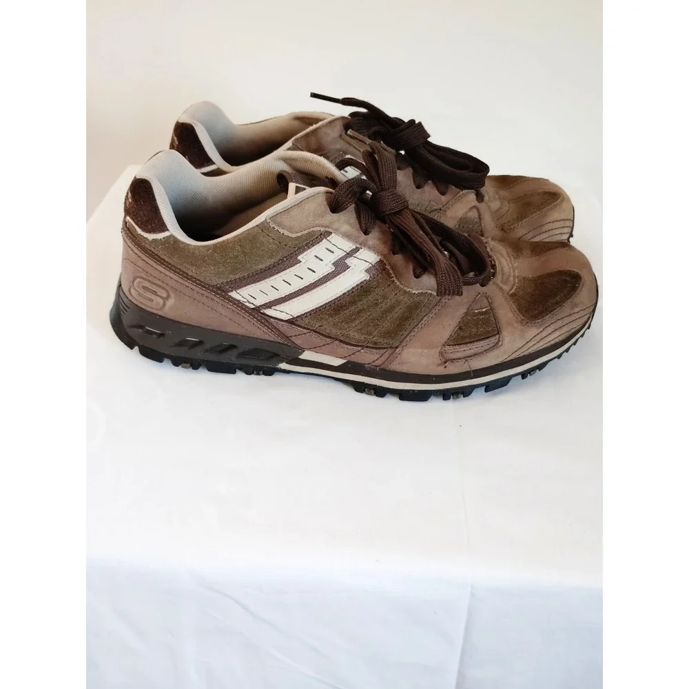 Skechers Sport Energy After Burn Men 9.5 Brown Olive Comfy Lifestyle Brand Shoes